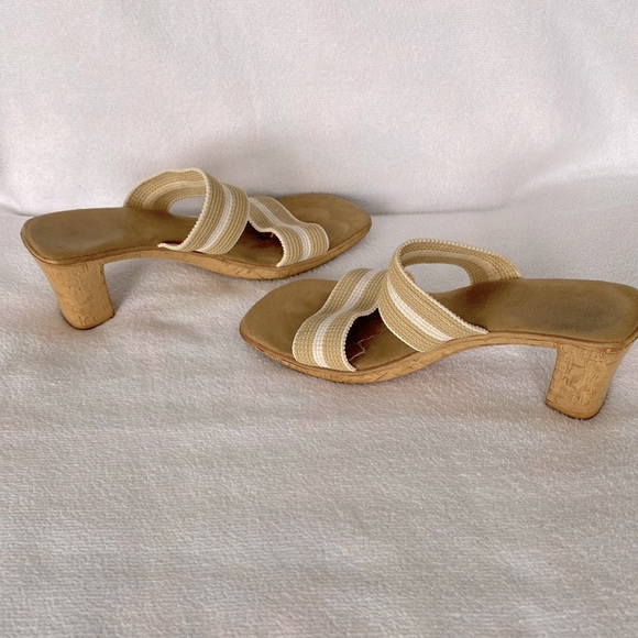 Square Toe, Block Heel, Elastic Strap Slide Sandal - Picture 4 of 15